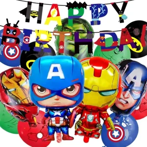 Juego de globos de fiesta de superhéroes con globo de superhéroe de papel de aluminio, suministros para fiestas de cumpleaños