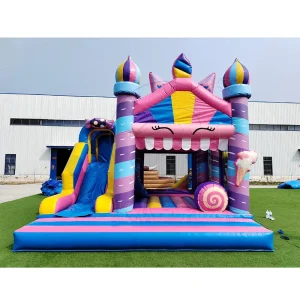 Sweet Shop Themed Inflatable Bounce House with Slide Commercial Candy Ice Cream Inflatable Combo for Girls Party Rentals