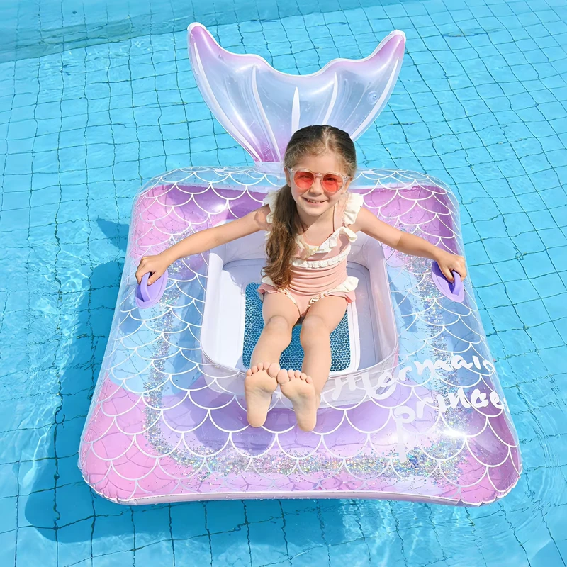 Schwimmendes, grenzüberschreitendes Instagram-Stil Meerjungfrau PVC aufblasbares Schwimmbett Floß für Erwachsene und Kinder, Outdoor Pool Liege
