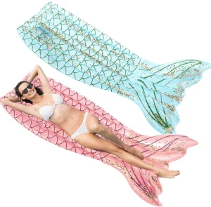 Flutuador Inflável de Piscina para Adultos com Cauda de Sereia, Colchão de Ar para Festa de Verão na Praia, Rosa, 185x92cm, Interior e Exterior