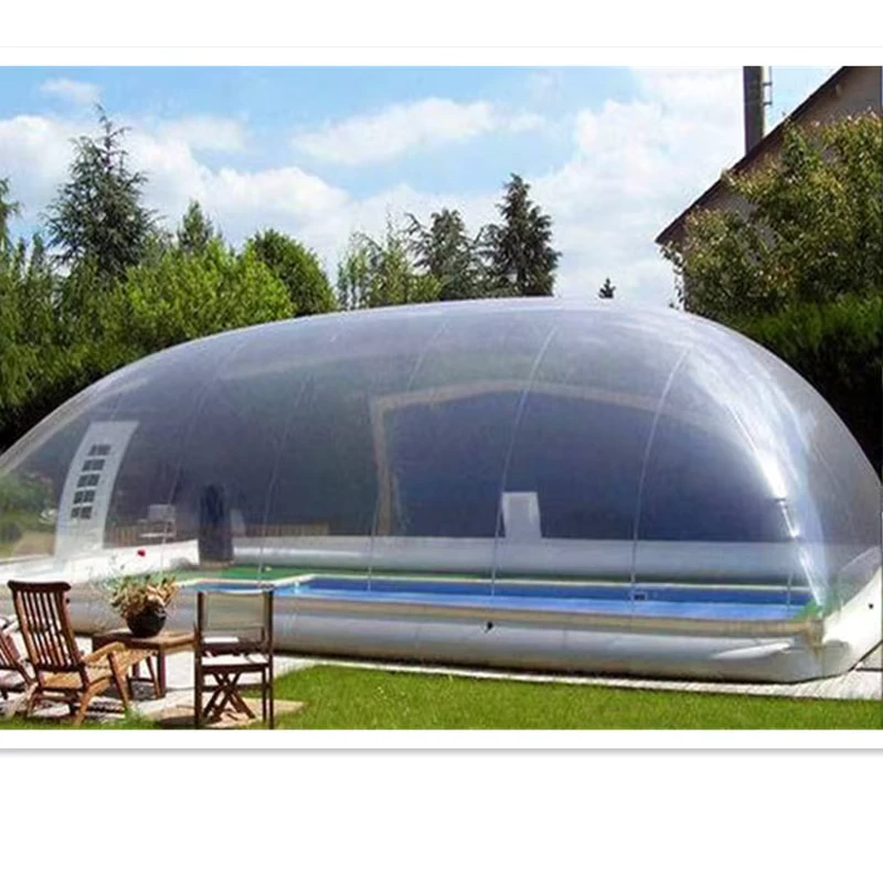 Tenda Kolam Renang Inflatable PVC Dome Transparan Kustom Ukuran Tenda Musim Semi yang Dapat Dilepas