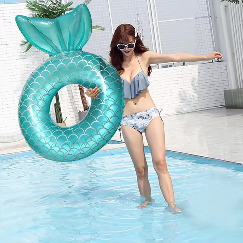 ลอยน้ำ PVC ขนาด 70 ซม., 90 ซม., 110 ซม. รูปหางนางเงือกสำหรับผู้ใหญ่