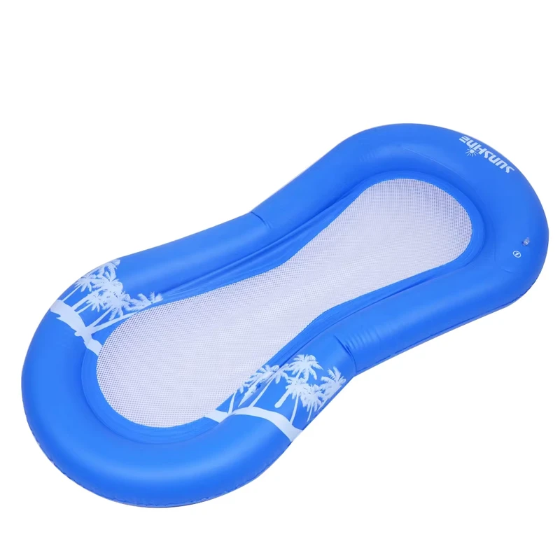 Amaca Gonfiabile in Rete per Sole, Lettino Galleggiante Blu per Piscina Familiare