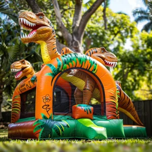 T Rex Bouncing Castle Outdoor Game Jumping Bouncer Moonwalk Dinosaur Bouncy Castle Bounce House Inflatable With Slide for Kids