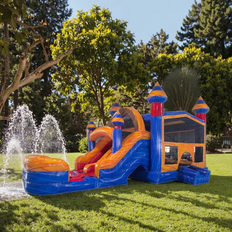 THL Motorized Pool Lounger Foldable 8*4m PVC Inflatable Outdoor Water Park Pool Float