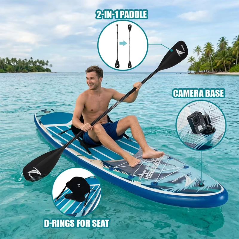 TIDETREK 11'6" 33" Tragbares Allround-Paddleboard StandUp Padel Board CE-zertifiziert Tabla De Padel Supboard Tabla Surf ISUP