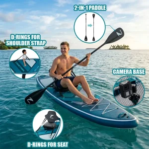 TIDETREK 11’6″ 35″ CE Certified with Kayak Seat Subboard Stand up Paddle Board Surfing Subs Inflatable Surfboard Tabla Surf