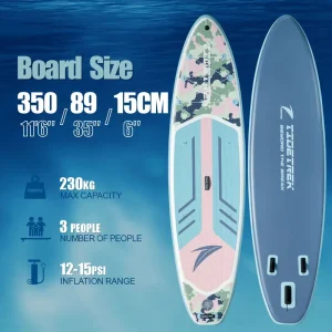 TIDETREK 11'6" 35" Tavola da Paddle Personalizzata in PVC Resistente con Accessori StandUp Paddleboard Supboard Tabla De Padel