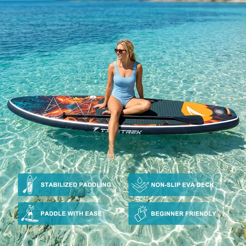 TIDETREK 11'6" 35" Tavola da Paddle Gonfiabile Drop Stitch Surf Board Subboard Waterplay Surfing Padel Surf ISUP
