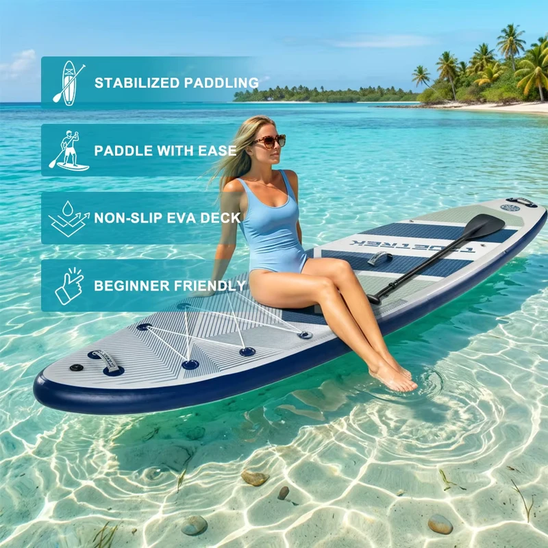 TIDETREK 350*89*15cm Planche à pagaie gonflable durable en PVC premium avec siège ISUP Paddle Surf Tabla Surf Ultra Large