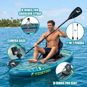 TIDETREK 89cm Ultra Wide CE Certified Inflatable SUP Board Racing Inflatable Surfboard ISUP Stand up Paddleboard Padle Board