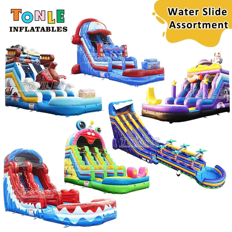 TONLE インフレータブル カスタム商業用 18ft 22ft 27ft キッズ 大人用 ウォータースライドコレクション インフレータブルウォータースライド 販売中