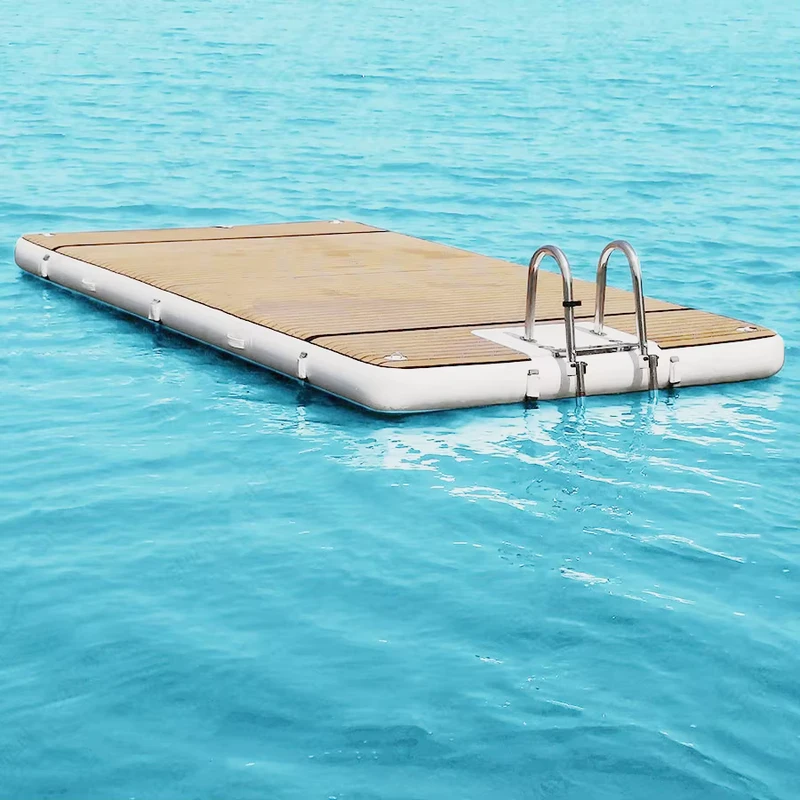 Plataforma Flutuante Inflável de Teak Drop Stitch para Tomar Banho ao Sol - Iate Inflável