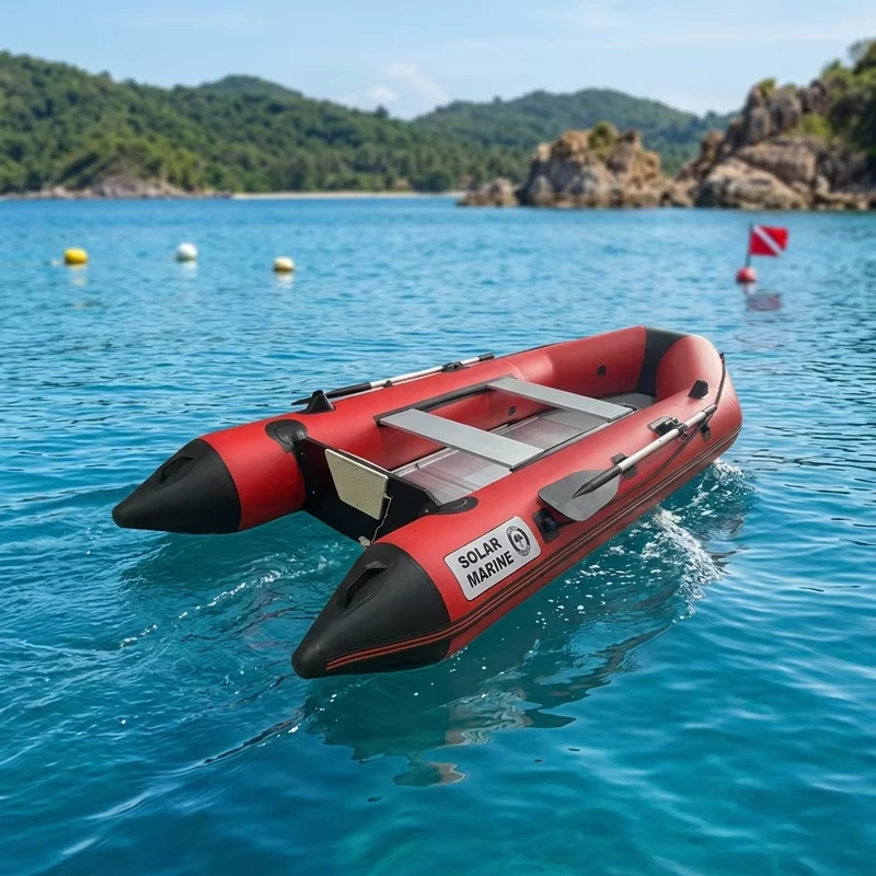 Barca Pontoon Portatile Saldato Termicamente 9,84 ft 300 CM per 4 Persone, Dinghy Gonfiabile per Attacco, Pesca, Immersioni Subacquee in PVC Marino