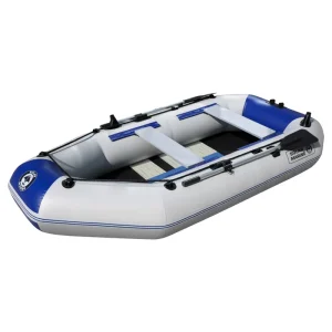 Thick Wear Resistant Stable 2.7m PVC Inflatable Canoe Dinghy Fishing Boat 4 Persons Outdoor Watersports Blue White