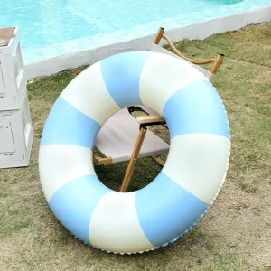 Thickened Double Layer Airbag Swimming Ring Solid Stripe Inflatable Kids Water Float Pool Accessory