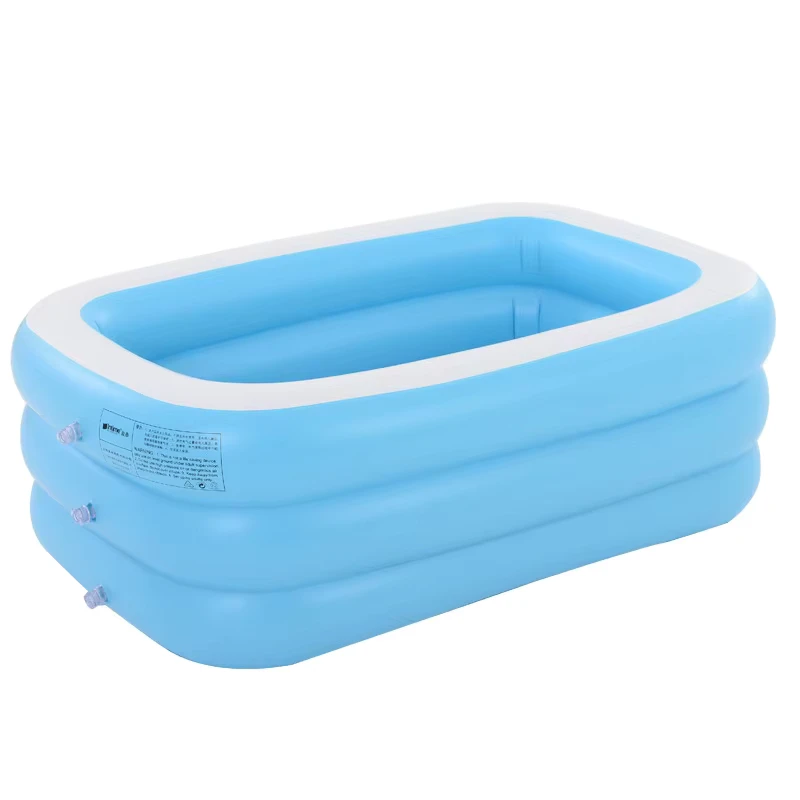 Piscina Gonfiabile Rettangolare a 3 Strati in PVC Spesso e Impermeabile per Bambini e Adulti per Divertimento in Giardino