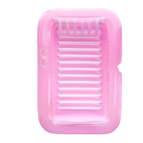 Verstärktes PVC, extra großes, pinkfarbenes aufblasbares Sonnenbadetub, Schwimmhilfe für Erwachsene, tragbare aufblasbare Liege für Sonnenbaden