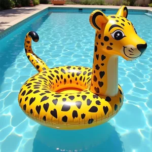 Thickened PVC Giant Inflatable Cheetah Pool Float Realistic Wild Animal Shaped Swim Ring Raft Water Toys for Kids Adults