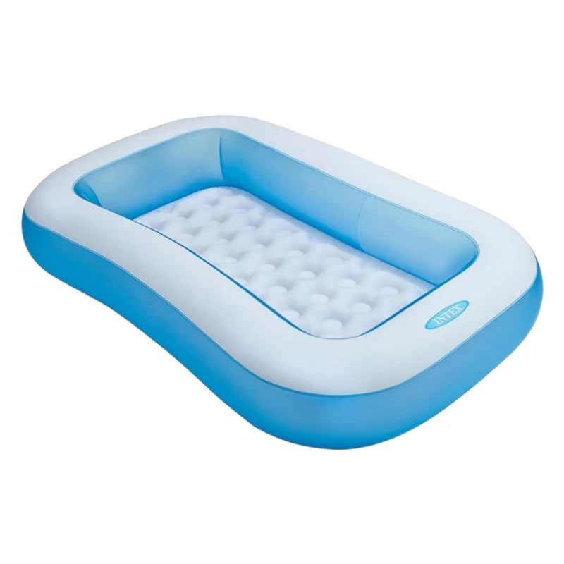 Kolam Renang Inflatable PVC Tebal untuk Anak-anak, Lipat, Bentuk Persegi Panjang, Portable