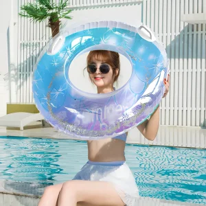 Thickened PVC Star-shaped Sequins Swimming Ring Portable Lightweight Inflatable Waterproof Durable Child