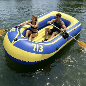 Thickened Wear Resistant Eco friendly PVC Inflatable Kayak Drifting Boat 2 Person Fishing Water Sport Raft for Outdoor Use
