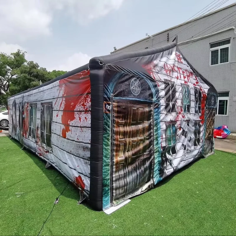Tianhong โมเดล 4861 ขนาด 10x5x3.5m เกมเขาวงกตลมพองวัสดุออกซฟอร์ดสำหรับงานฮาโลวีน บ้านผีสิงกลางแจ้ง สำหรับเด็ก 10 คนสนุก