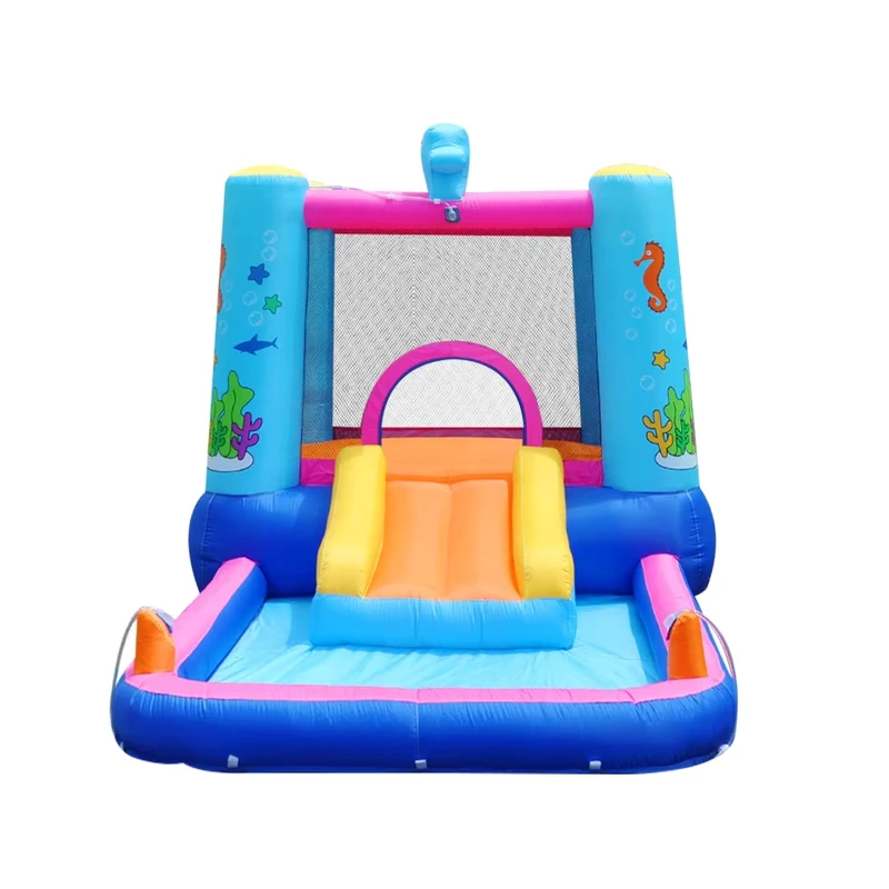 Tidea Zeepaard Thema Grappig Vrolijk Kind Speelgoed Opblaasbaar Springkasteel Springtrampoline Combo Kasteel 420D+840D PVC Stof