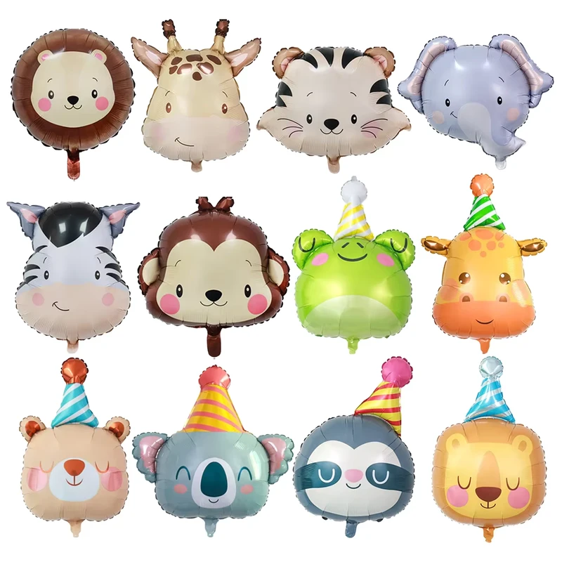Balão de Alumínio Mylar Inflável de Decoração de Aniversário Infantil com Tigre, Girafa, Zebra e Elefante