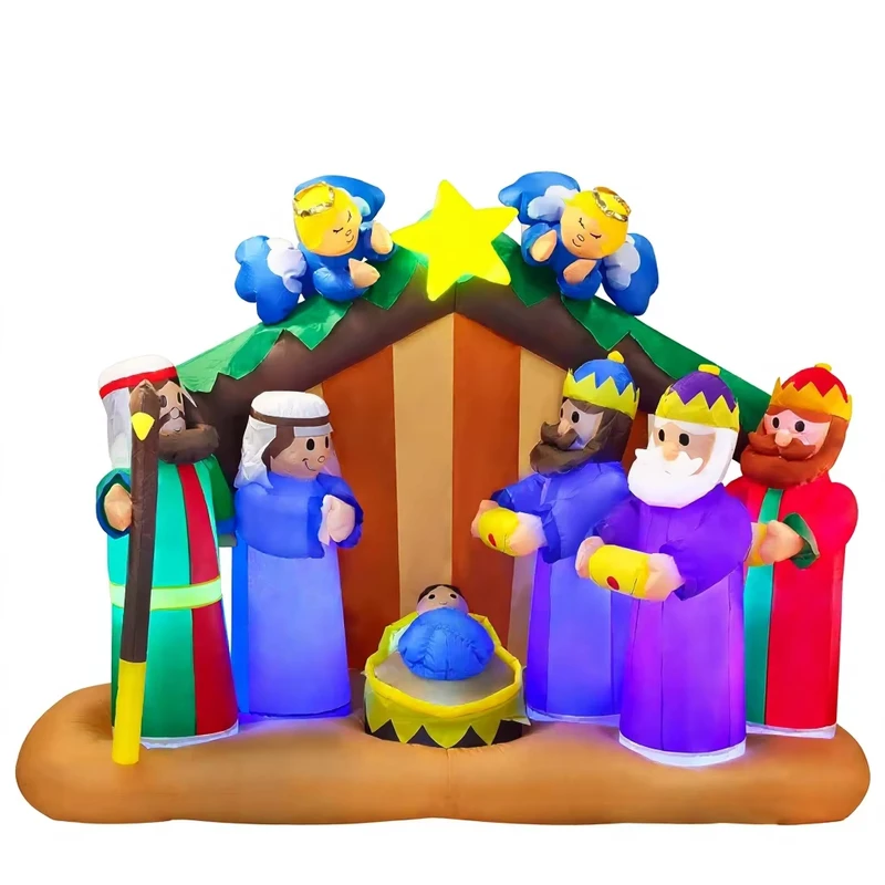 Kleine Engel aangepaste buiten kerststal engelen opblaasbare 210T polyester decoratie 6 ft waterdichte LED-lampen