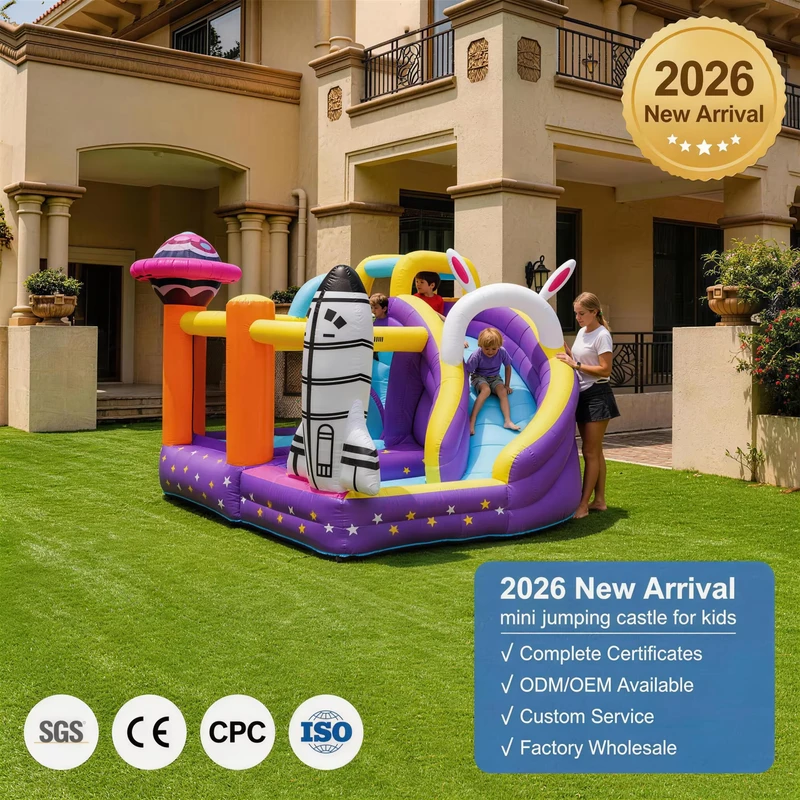 Castello Gonfiabile per Bambini con Scivolo, Facile da Montare, Castello Gonfiabile a Forma di Coniglio per Casa