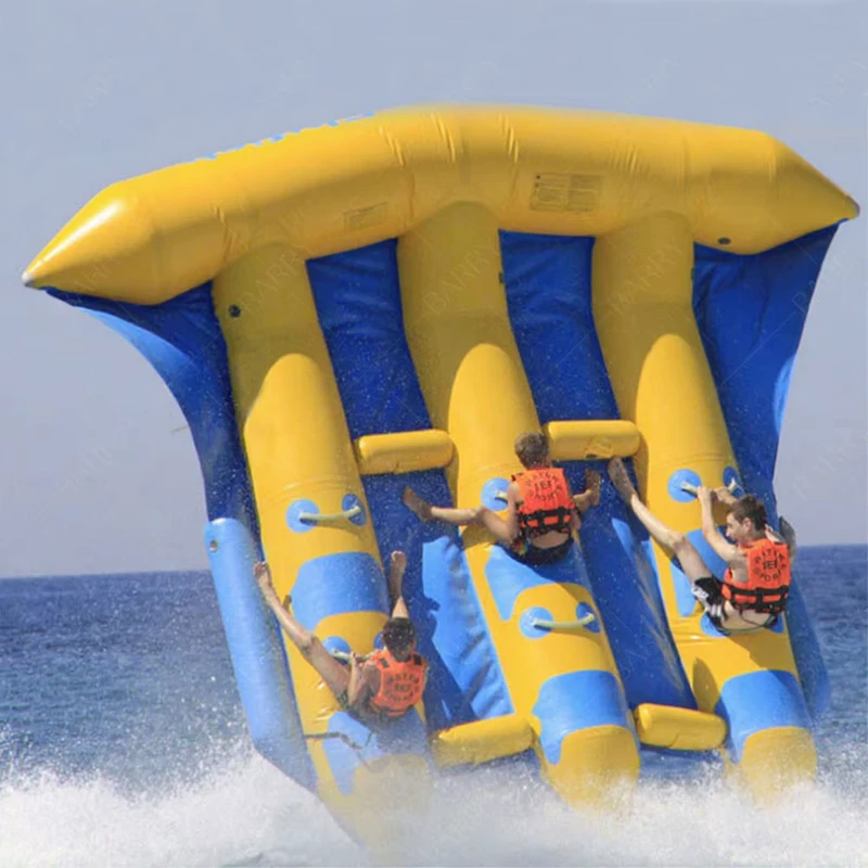 Towable Double Tube Fly Fish Triple Inflatable Flying Fish for Summer Water Sports