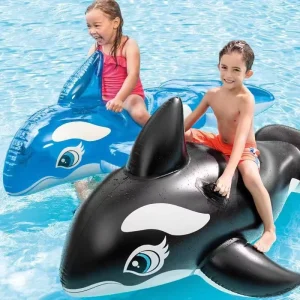 Flotador Inflable de PVC en Forma de Ballena Azul Transparente para Niños