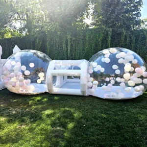 Transparante Bubble Balloon Tent Witte Inflatable Dome Dubbele Bubble Huis met Springkasteel