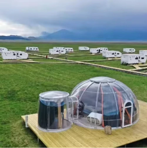 Dôme bulle transparent pour jardin extérieur, structure pour glamping, camping, vue sur le ciel, exposition et utilisation d'événements