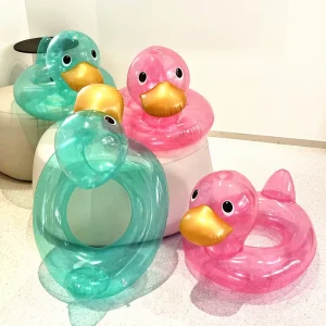 Transparent Duck Shaped Inflatable Swimming Ring for Kids