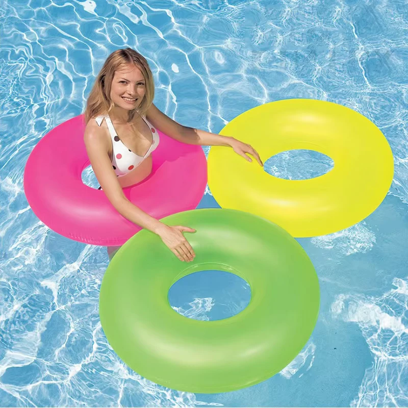 Transparenter umweltfreundlicher PVC aufblasbarer Schwimmring für Kinder, faltbares Cartoon-Design, 91 cm, für den Strandgebrauch
