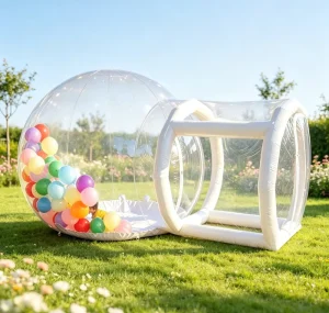 Transparent Inflatable Bubble House With Tunnel Outdoor Kids Party Balloon Bubble Tent for Backyard Lawn Event Decor