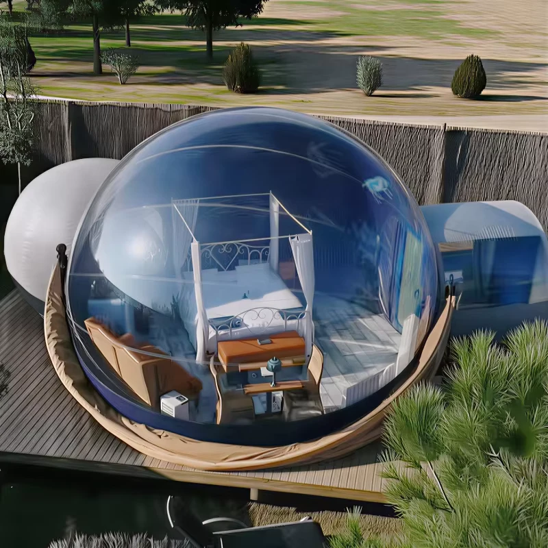 Прозрачная надувная пузырьковая палатка, прочный ПВХ, 360° панорамный глэмпинг-дом с ванной