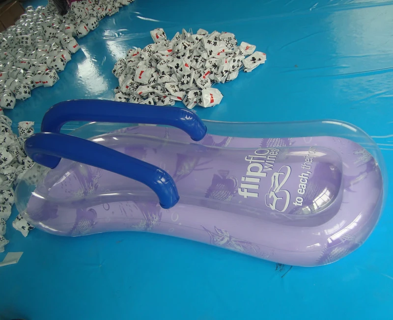 Chinelo Inflável Transparente para Rio, Bóia de Piscina, Colchão Flutuante de Ar