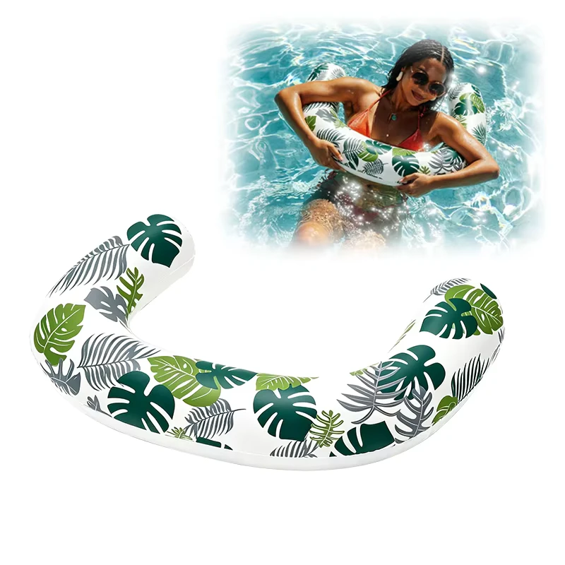 Sedia galleggiante gonfiabile a forma di foglia tropicale, noodle da piscina a forma di U, lettino galleggiante portatile per l'estate, amaca d'acqua per adulti