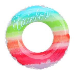 วงกลมว่ายน้ำเป่าลมลายใบไม้เขตร้อน PVC เป็นมิตรกับสิ่งแวดล้อม สีน้ำเงินขาว ขนาด 60 ซม. สำหรับเด็กในฤดูร้อน พกพาสะดวก ปลอดภัย