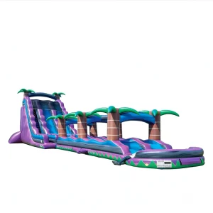 Tropical Palm Tree Themed Inflatable Eco Friendly PVC Water Slide Slip N Slide Extension Custom Size Kids Summer Play Commercial