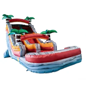Tropical Palm Tree Themed Inflatable PVC Material Eco Friendly Pool Water Slide for Kids Summer Resort Commercial Grade Outdoor