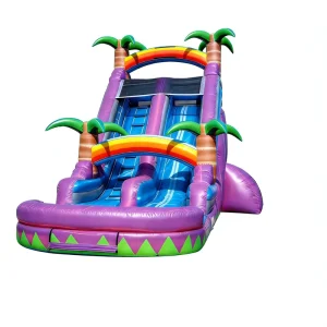 Tropical Paradise Themed Inflatable Water Slide Splash Pool Kids Island Adventure Play Equipment Commercial Grade Eco Friendly