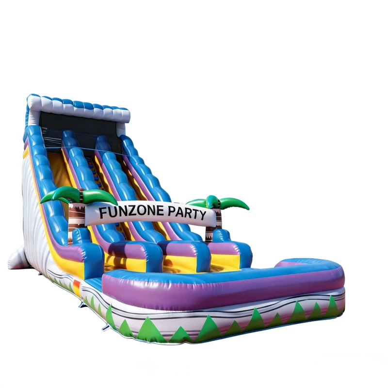 Perosotan Air PVC Ramah Lingkungan Bertema Tropis Dua Jalur untuk Anak-anak, Peralatan Permainan Air Musim Panas Kelas Komersial Outdoor