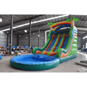 Tropical Water Slide Inflatable Waterslide Blow up Jumping Inflatable Large Water Slide With Pool for Kids