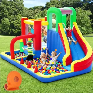 Two Story Inflatable Castle Bouncy Castle With Tube Slide And Ball Pool For Mega Play Center Family Entertainment