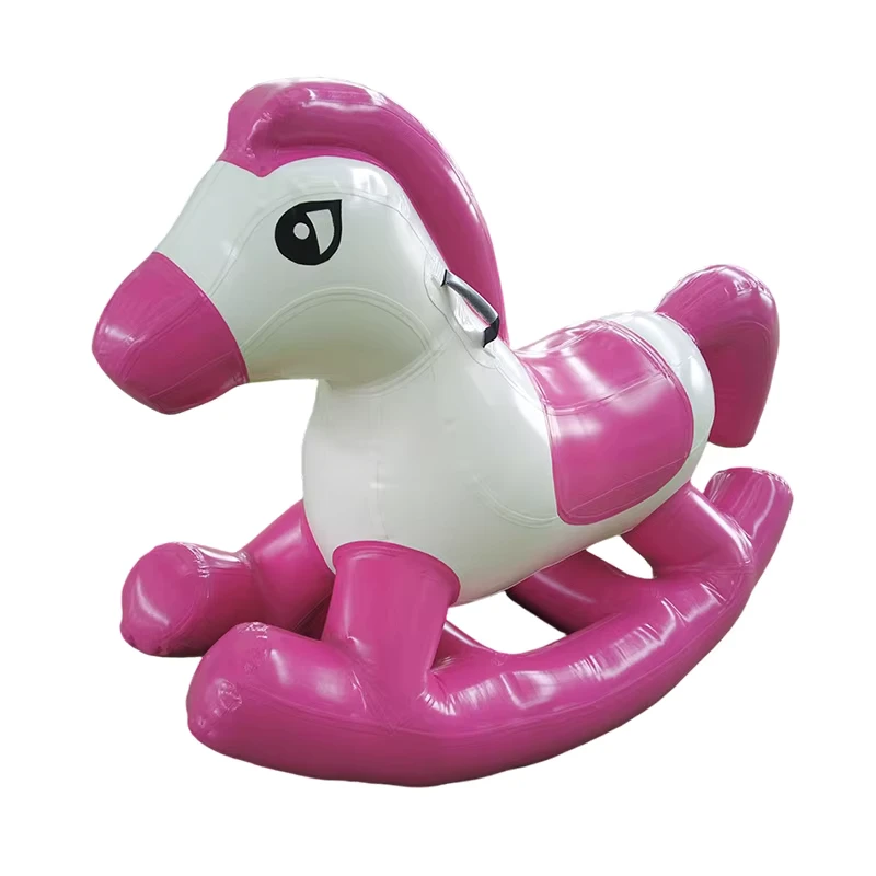 US Warehouse Ready to Ship Commercial Cartoon Inflatable Rocking Horse Kids Ride on Rocker Toy for Backyard Birthday Party