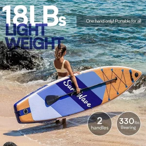 US Warehouse Wood Inflatable Stand up Paddle Board SUP Board for Fishing and Surfing